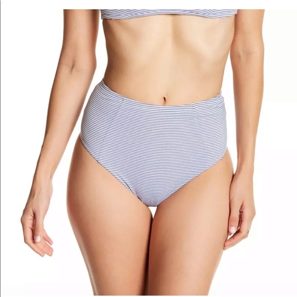 NWT $95 Onia Leah Textured Stripe Cobalt/White Bikini Bottom‎ [ SZ Small ] #1462